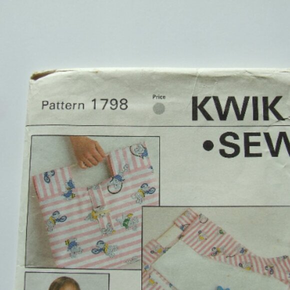 Baby linens sewing pattern Kwik Sew vintage uncut bib change pad play quilt toys - Picture 2 of 8
